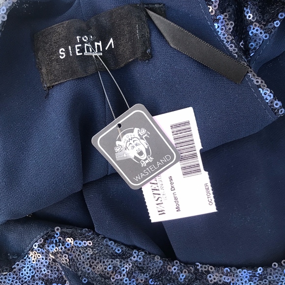 Flirty Blue Sequined Halter Mini Dress Small - Picture 8 of 8